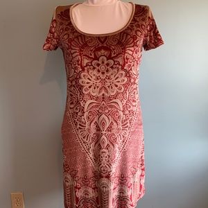 Holly Hock by Lucky Brand Stretch Velour Mandala Print Dress Size S Boho Hippie